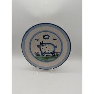 M.A. Hadley Pottery Hand Painted Folk Art Country 11" Piggy Dinner Plate